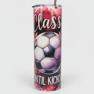 Soccer Themed Tumbler with Floral Design